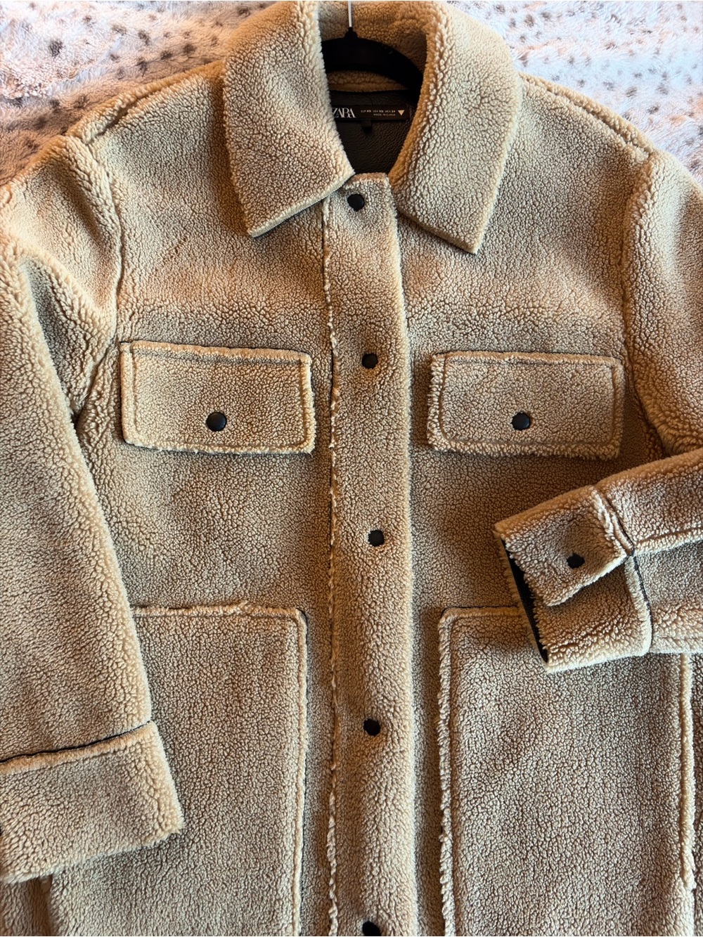 Zara Sherpa Jacket in Brown - Picture 3 of 5